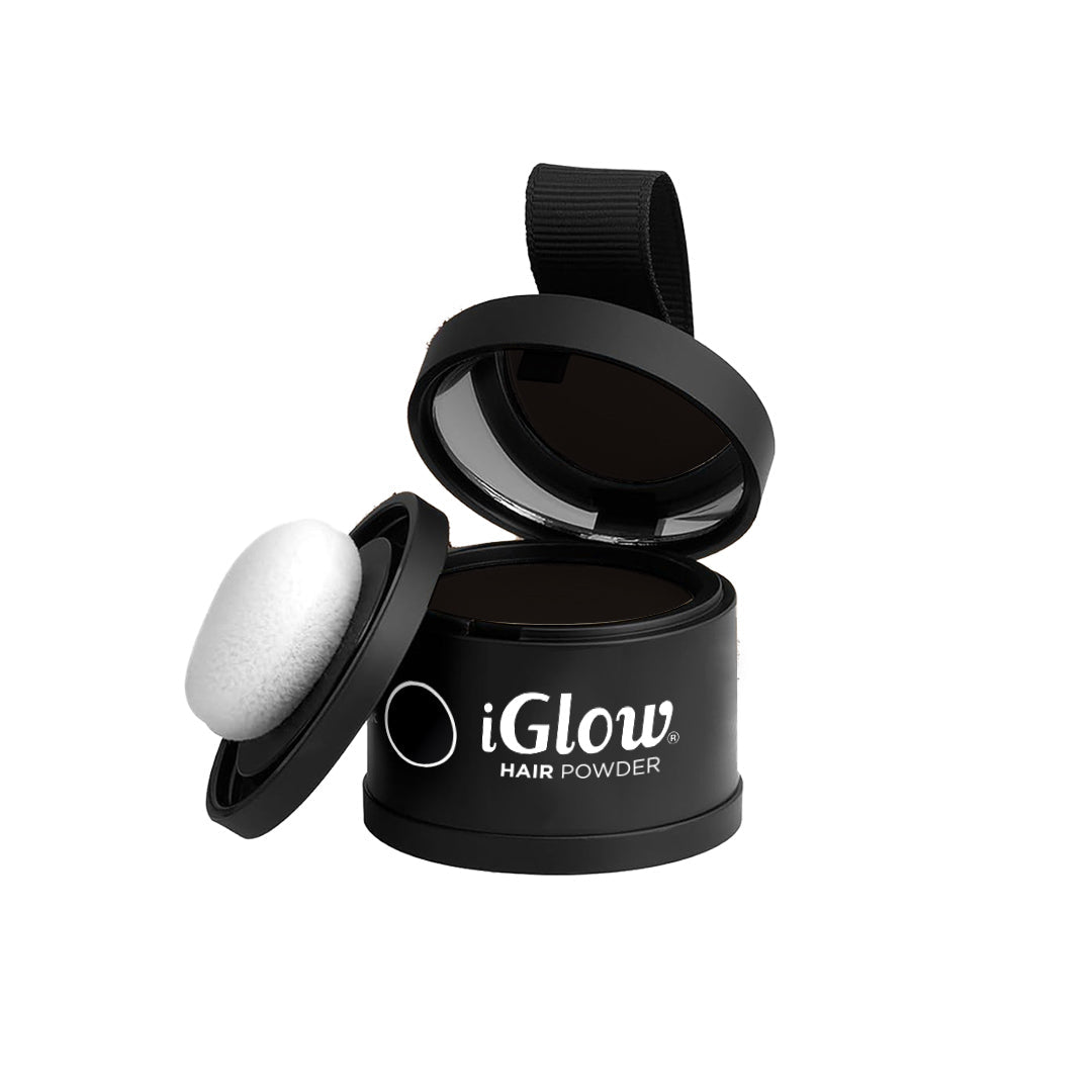 iGlow Hair Powder – Black compact and applicator