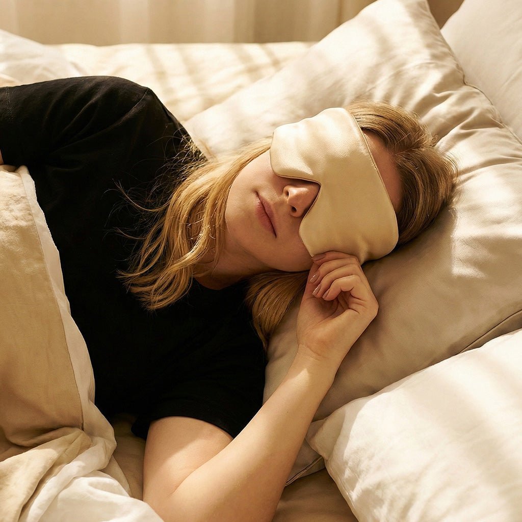 iGlow Silk Sleep Mask, Champagne - iGlow Cosmetics
